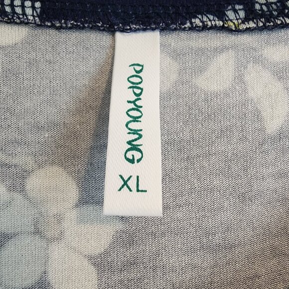 Popyoung Navy Floral Tunic Top XL - Picture 5 of 8